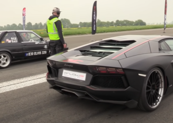 BMW 325i E30 Turbo vs Lamborghini Aventador (video)