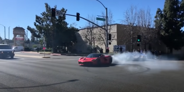 LaFerrari insane street drifting and burnouts (video)