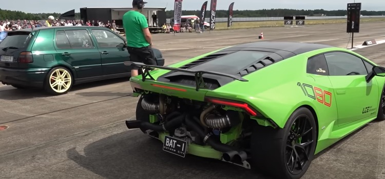 VW GOLF 3 VR6 Turbo vs Lamborghini Huracan Twin Turbo (video)
