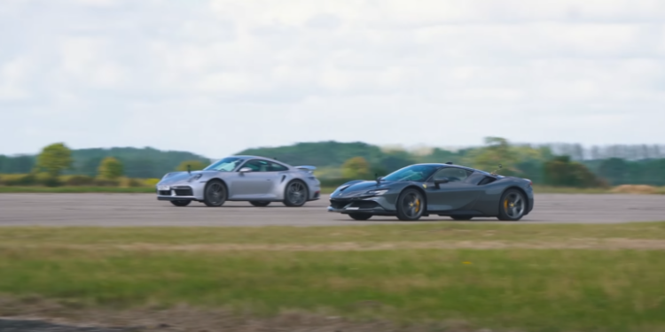 Ferrari SF90 vs Porsche 911 Turbo S -Drag Race (video)
