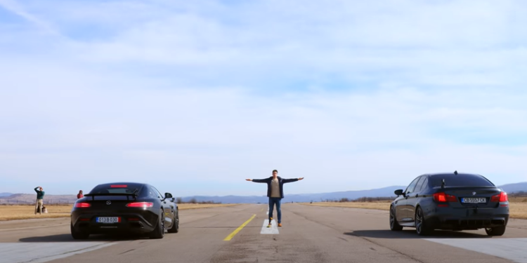 BMW M5 F10 vs Mercedes AMG GTS Intense Drag Race (video)